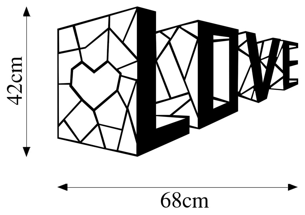 Acessório Decorativo de Parede Love 4 – Preto – 68 x 42 cm