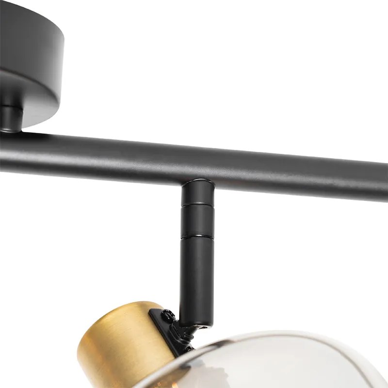 LED Foco de teto inteligente preto com dourado e vidro fumê 4 luzes incl. 4 Wifi P45 - Zuzanna Design