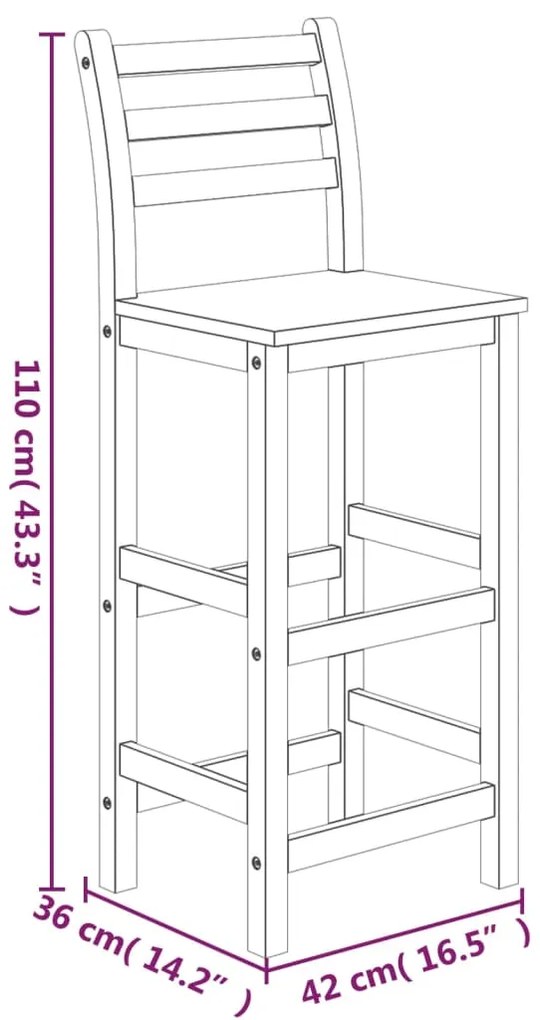 Conjunto de bar para jardim 3 pcs madeira de acácia maciça