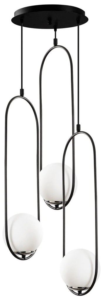 Candeeiro Suspenso Mudoni – Preto – Diâmetro 44 cm, Altura 146 cm