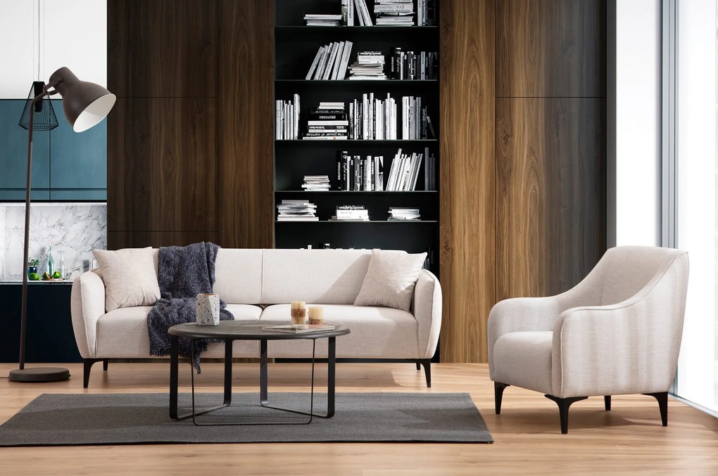 Sofá de 3 Lugares Belissimo – Off White – 220 cm x 67 cm x 95 cm