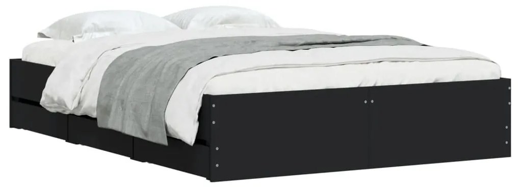 Estrutura cama c/ gavetas 120x190 cm derivados de madeira preto