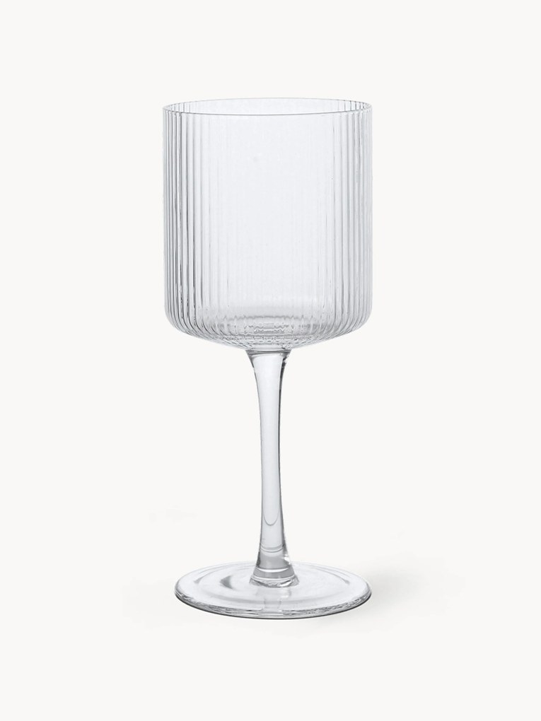 Copos de vinho branco artesanais com relevo canelado Ripple, conjunto de 2