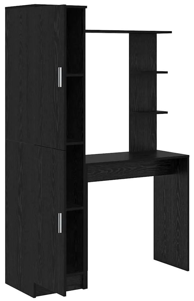 Mesa com Armazenamento Carvalho Preto Madeira Engenharia
