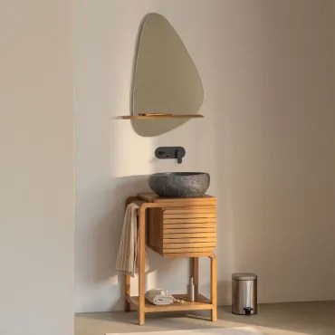 Conjunto De Móvel De Casa De Banho Em Madeira De Teca Bradley Irregular Em Cimento Preto ↔︎40 Cm Fedro & Irregular Com - Sklum