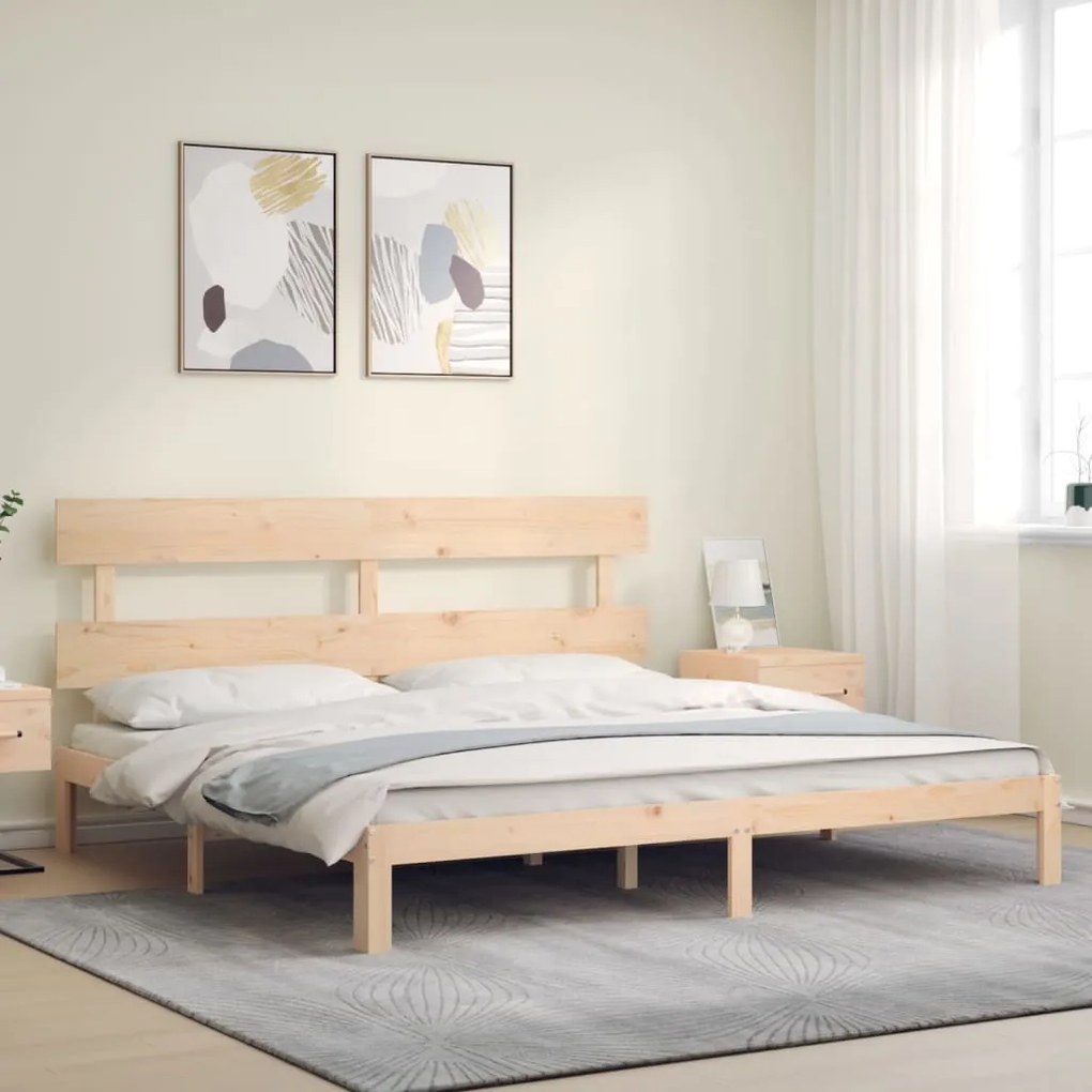Cama sem colchão 200x200 cm madeira de pinho maciça