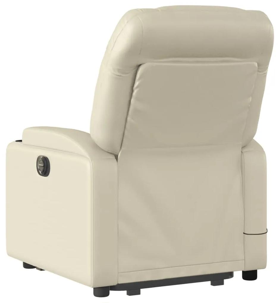 Poltrona reclinável de massagens couro artificial cor creme