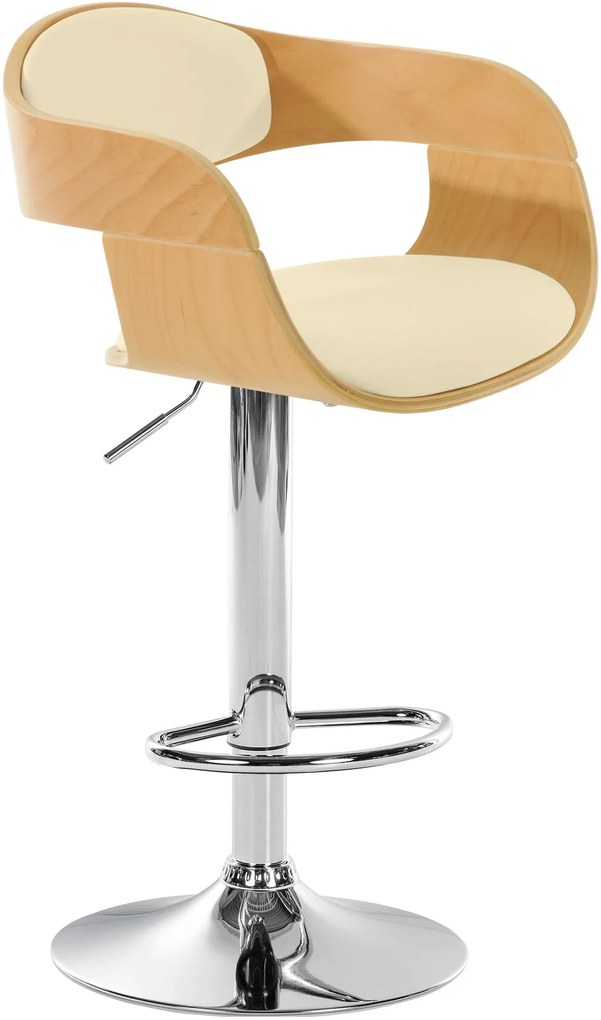 Banco de bar Kingston em couro sintético 50 x 88-102 x 48 cm Natural + Creme