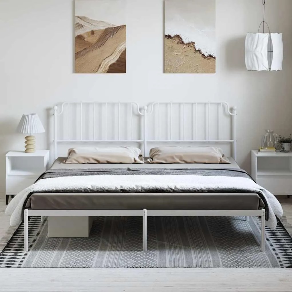 Estrutura de cama com cabeceira 183x213 cm metal branco