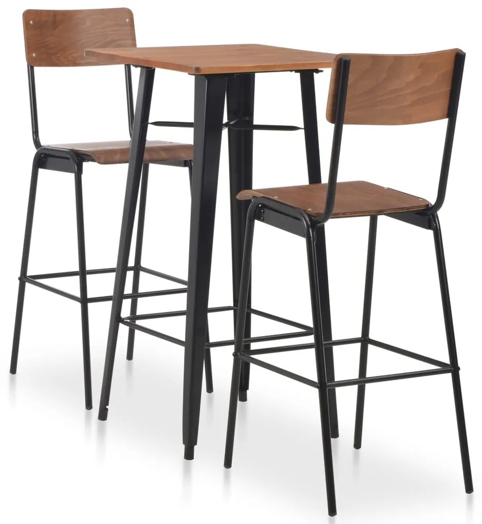 3 pcs conjunto de bar em aço castanho e preto