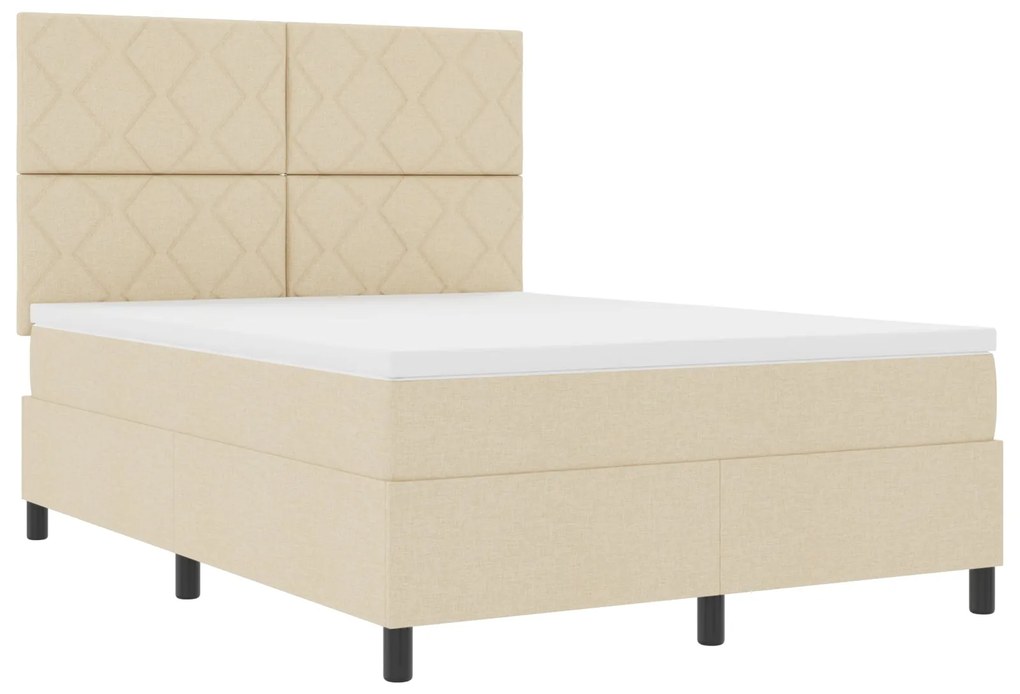 Cama Box Spring com Colchão Creme 140x200 cm Tecido