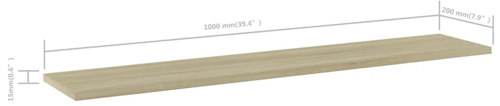 Prateleiras estante 4pcs 100x20x1,5cm contrapl. carvalho sonoma