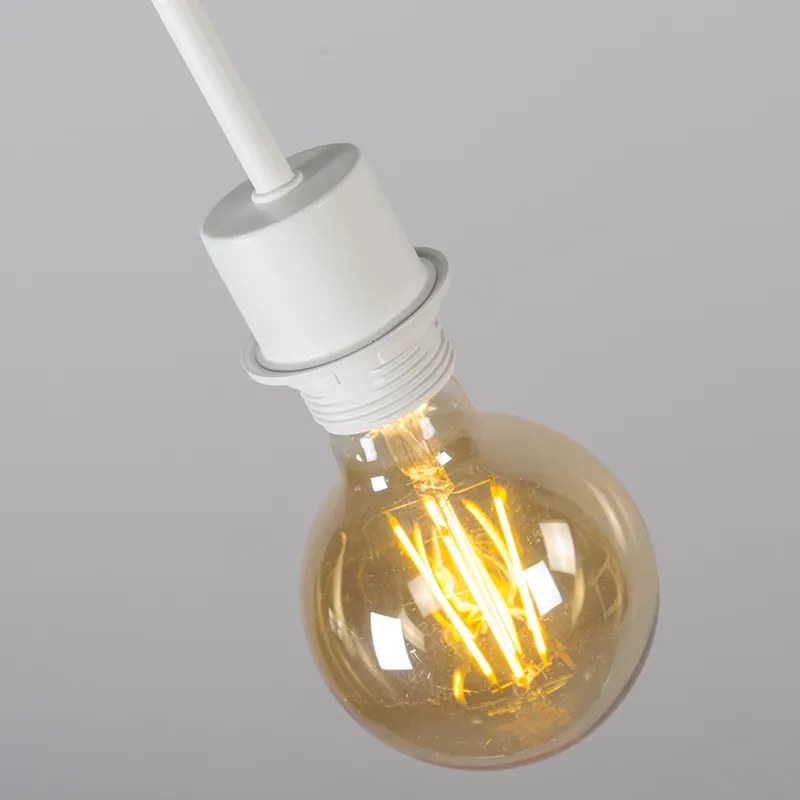 Candeeiro de suspensão moderno branco com abajur 45 cm bege - Combi 1 Country / Rústico,Moderno