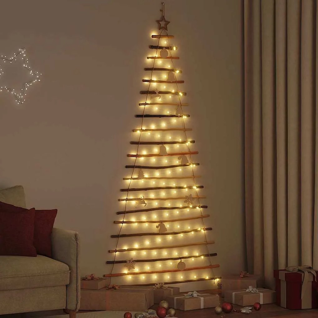 vidaXL Árvore de Natal com 130 LEDs Natural 210 cm freixo maciço