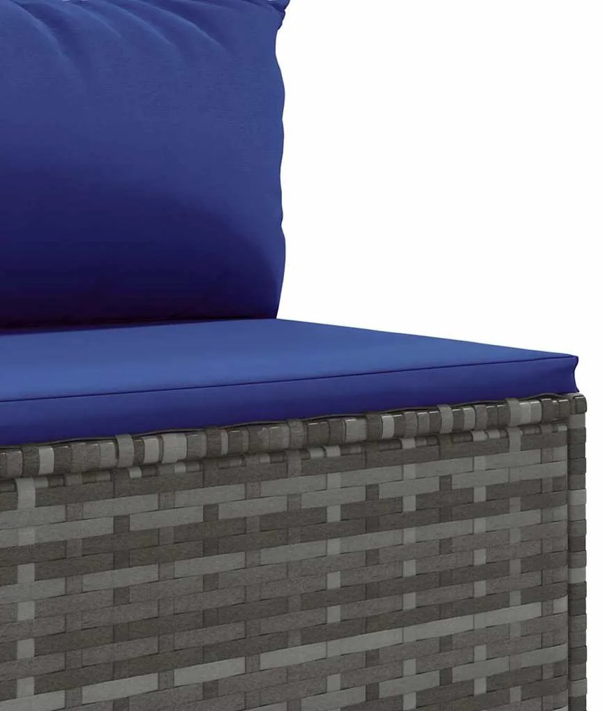 8 pcs conjunto sofás de jardim c/ almofadões vime PE cinzento