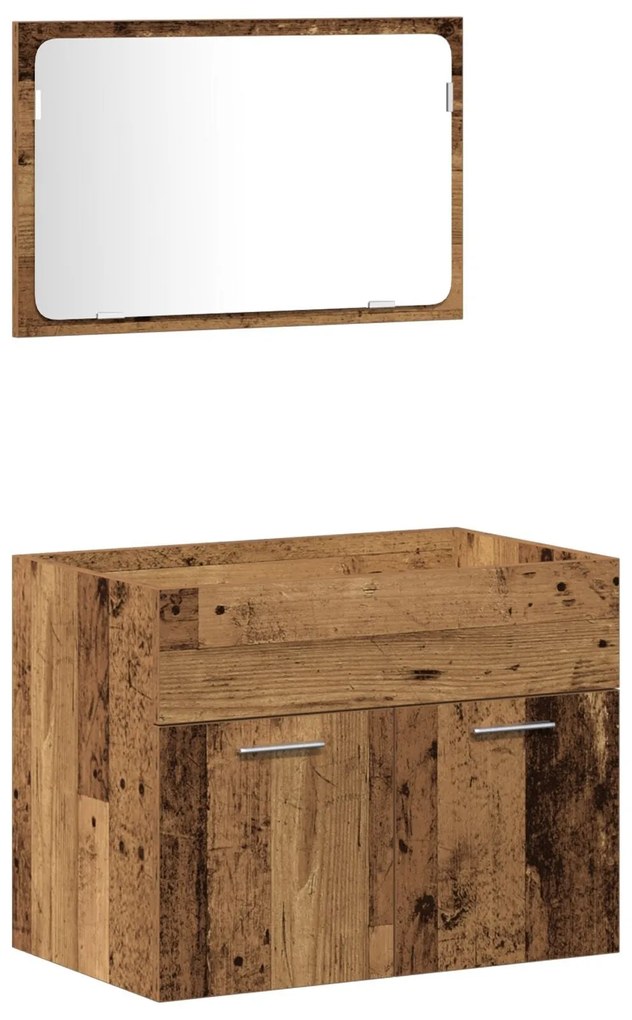 Conjunto de Móveis para Banheiro de 3 Peças Madeira Velha