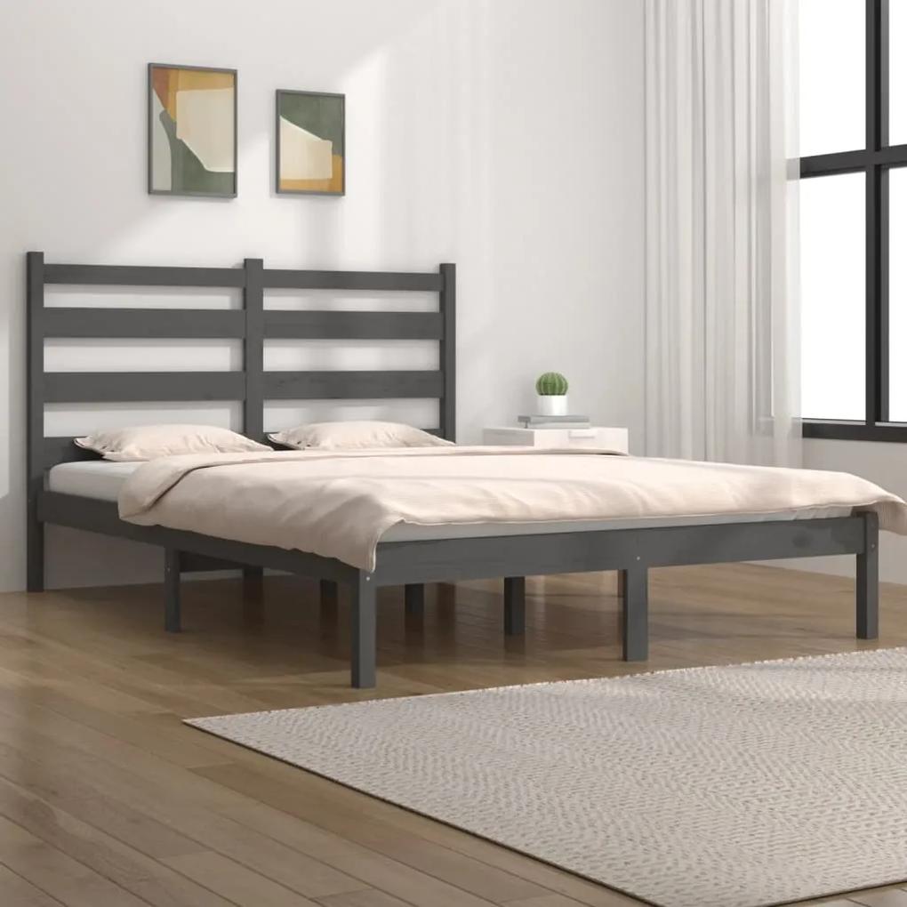Estrutura de cama super king 180x200 cm pinho maciço cinza