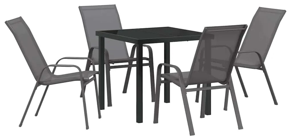 Conjunto de Jardim com 5 Peças - Aço e Textileno Cinza