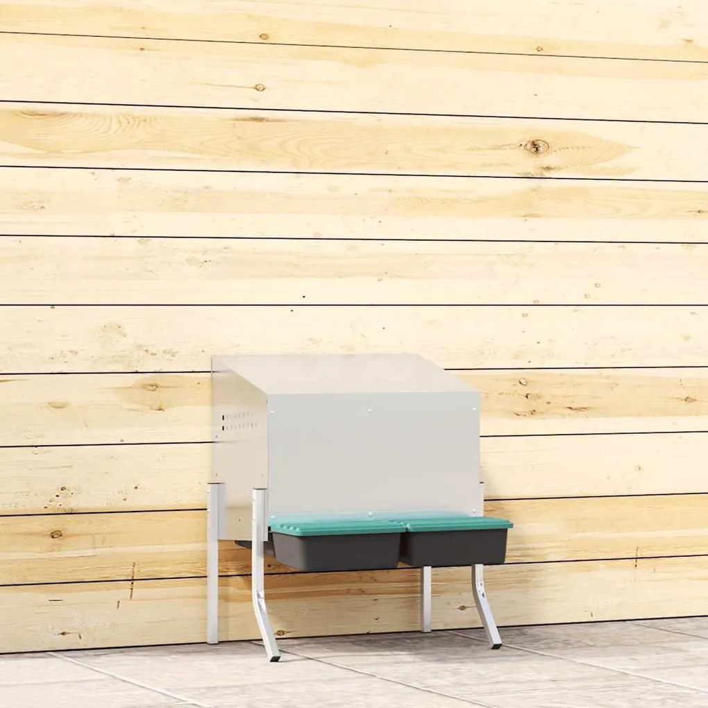 vidaXL Caixa de nidificação para galinhas com 2 compartimentos e pernas em aço galvanizado