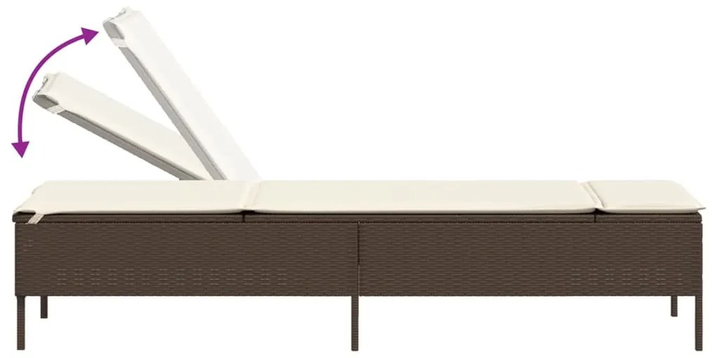 Espreguiçadeira com mesa e almofadão vime PE castanho