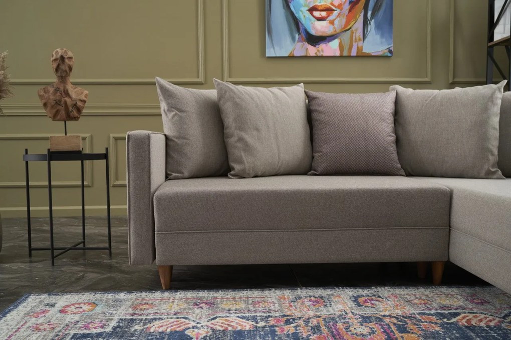 Sofá-Cama de Canto Aydam – Creme – 215x80x150 cm
