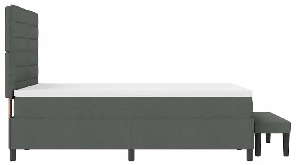 Cama Box Spring com Colchão &amp; Banco Cinza Escuro 160x200 cm Tecido