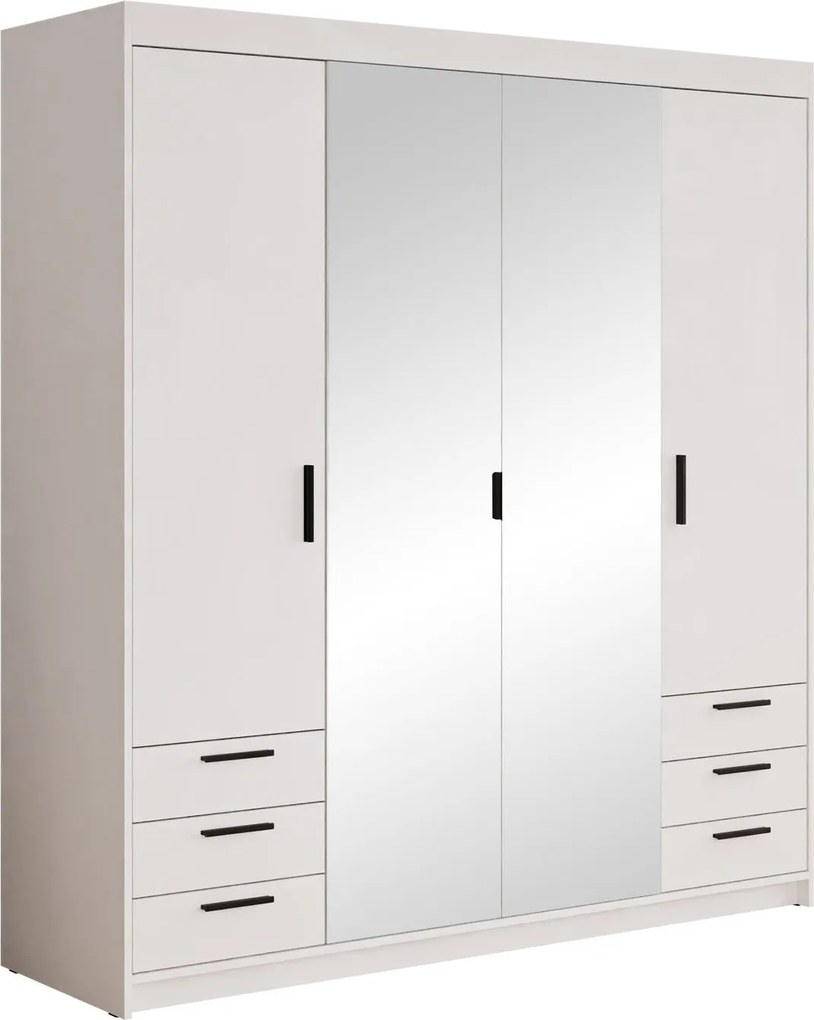 Roupeiro Novduni 115, Branco, 191x177x53cm, 149 kg, Portas para roupeiro: Com dobradiças