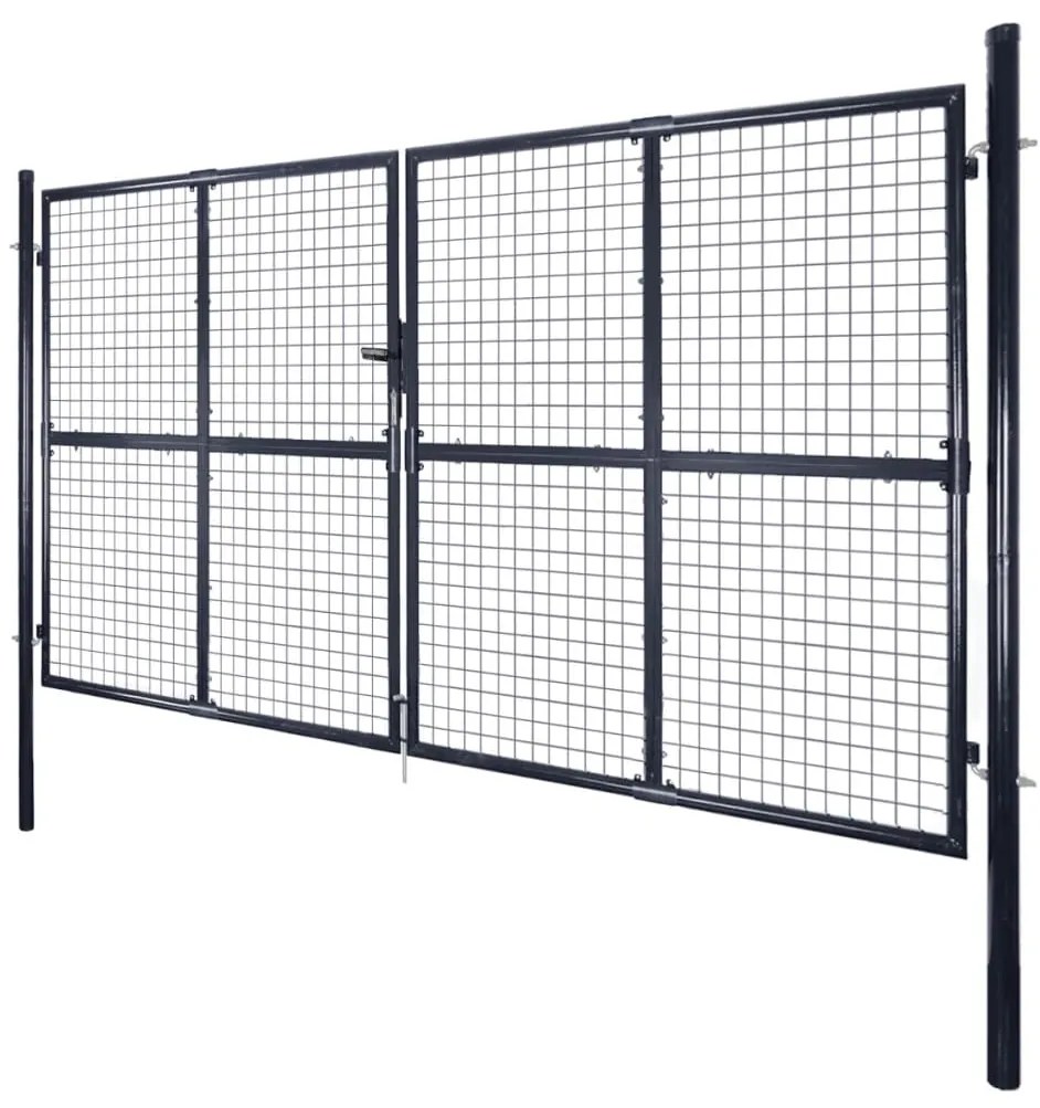 Portão de jardim em rede aço galvanizado 289x200 cm cinzento