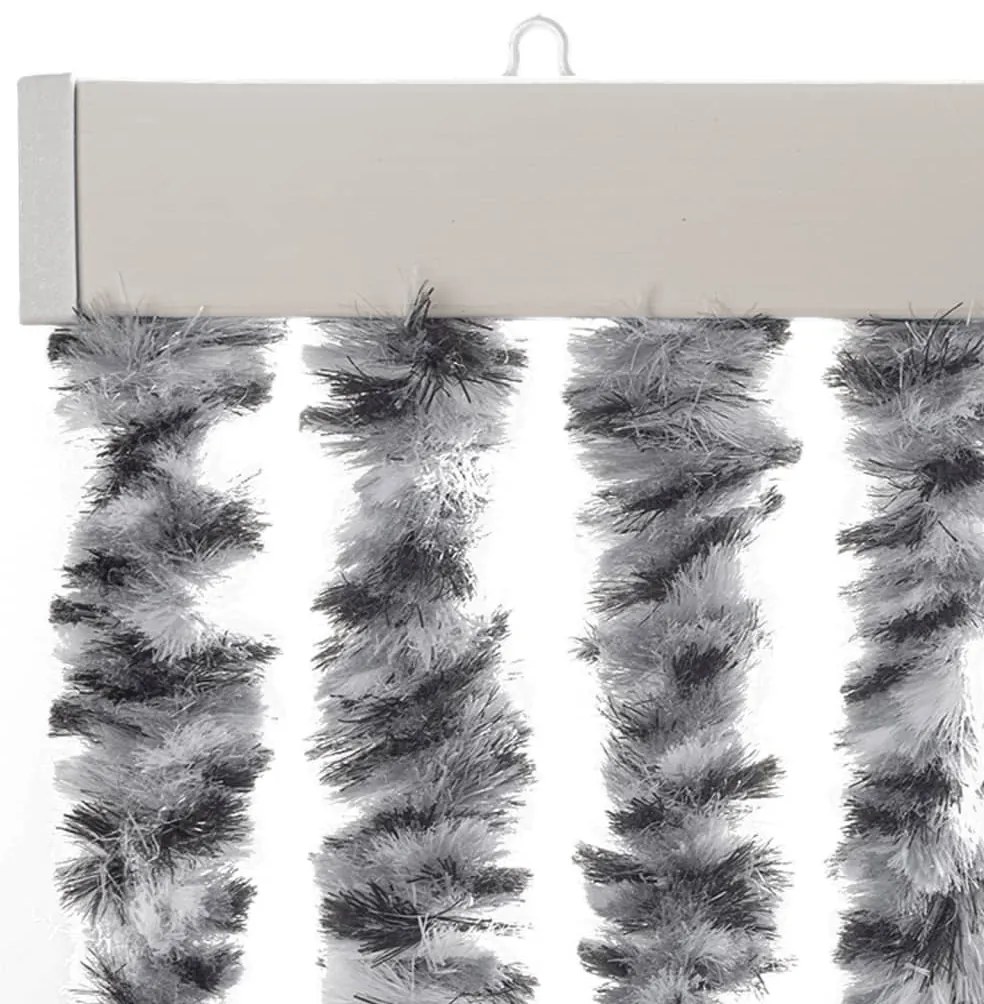 Cortina anti-insetos 56x200 cm chenille cinzento/preto/branco