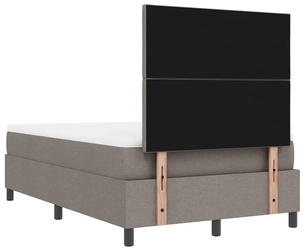 Cama Box Spring com Colchão e Banco Taupe 120x200 cm Tecido