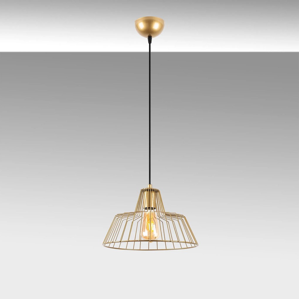 Chandelier Hakcu – Dourado Brilhante – 30 x 30 x 116 cm