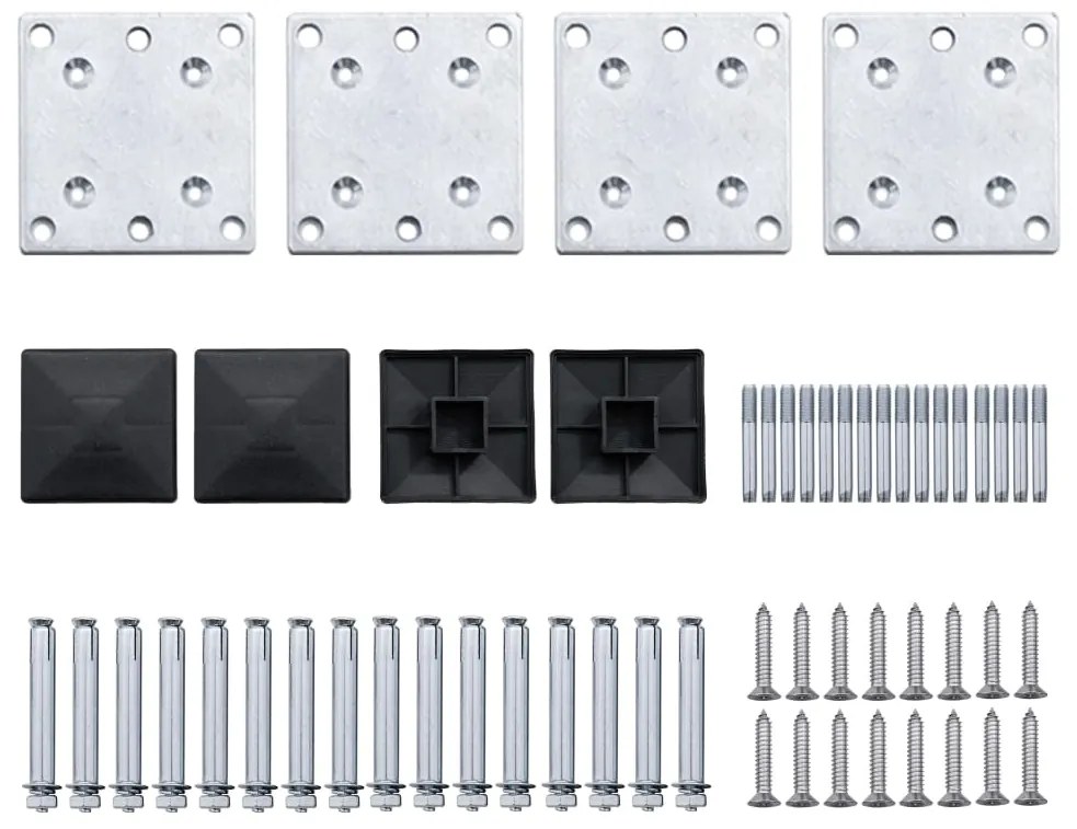 Conjunto de painel de vedação WPC 446x(105-186) cm preto