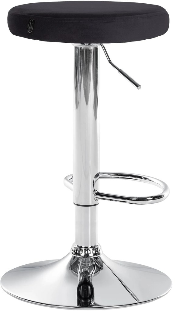 Banco de bar Ponte em veludo e com estrutura cromada 38,5 x 60-81 x 38,5 cm Preto