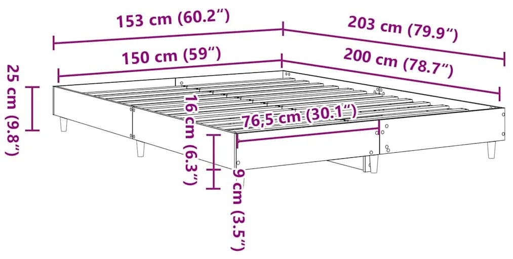 Estrutura de cama sem colchão 150x200 cm branco