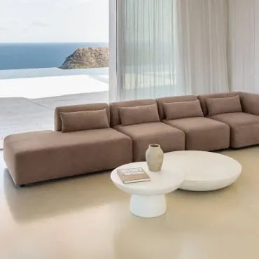 Sofá Modular De Canto Em 4 Peças Com Chaise Longue À Esquerda Fogler Bombazina Castanho Camel - Sklum