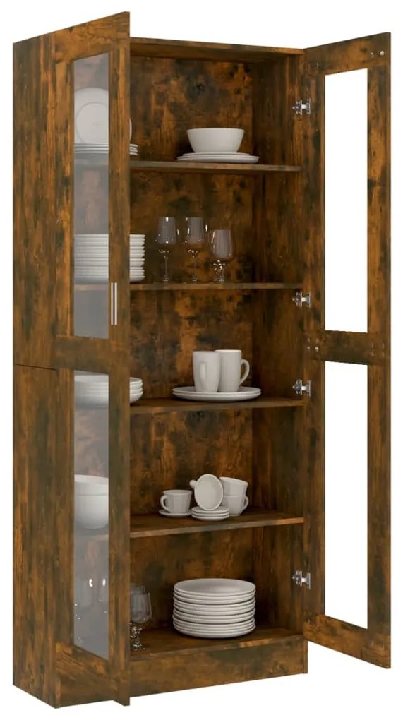 Vitrine 82,5x30,5x185,5 cm derivados de madeira carvalho fumado
