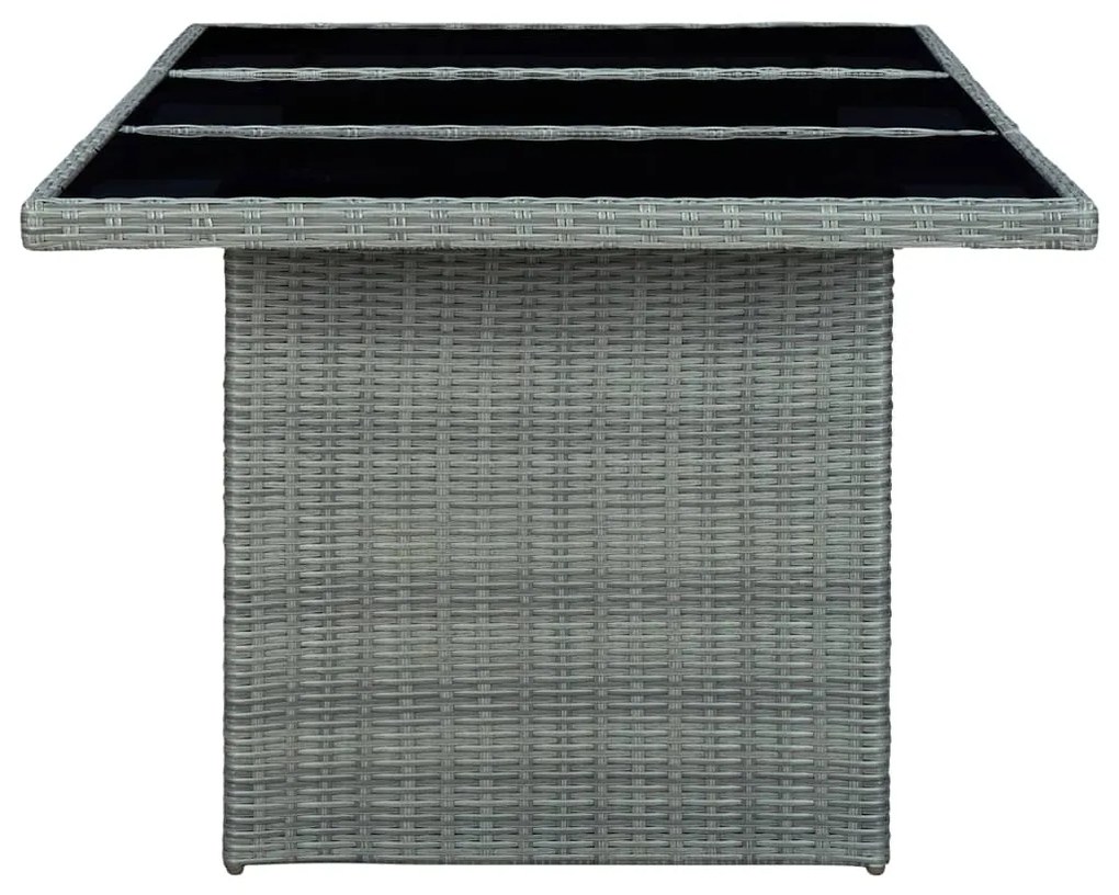 9 pcs conj. jantar exterior + almofadões vime PE cinzento-claro