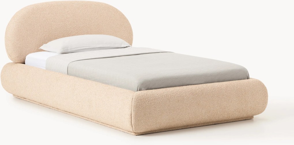 Cama de solteiro estofada em bouclé Alba