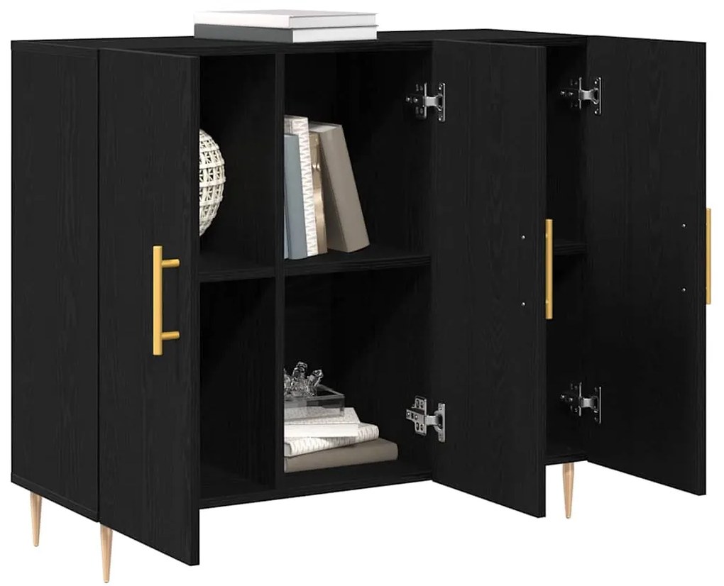 Buffet vidaXL Preto Carvalho 90x34x80 cm em Madeira de Engenharia
