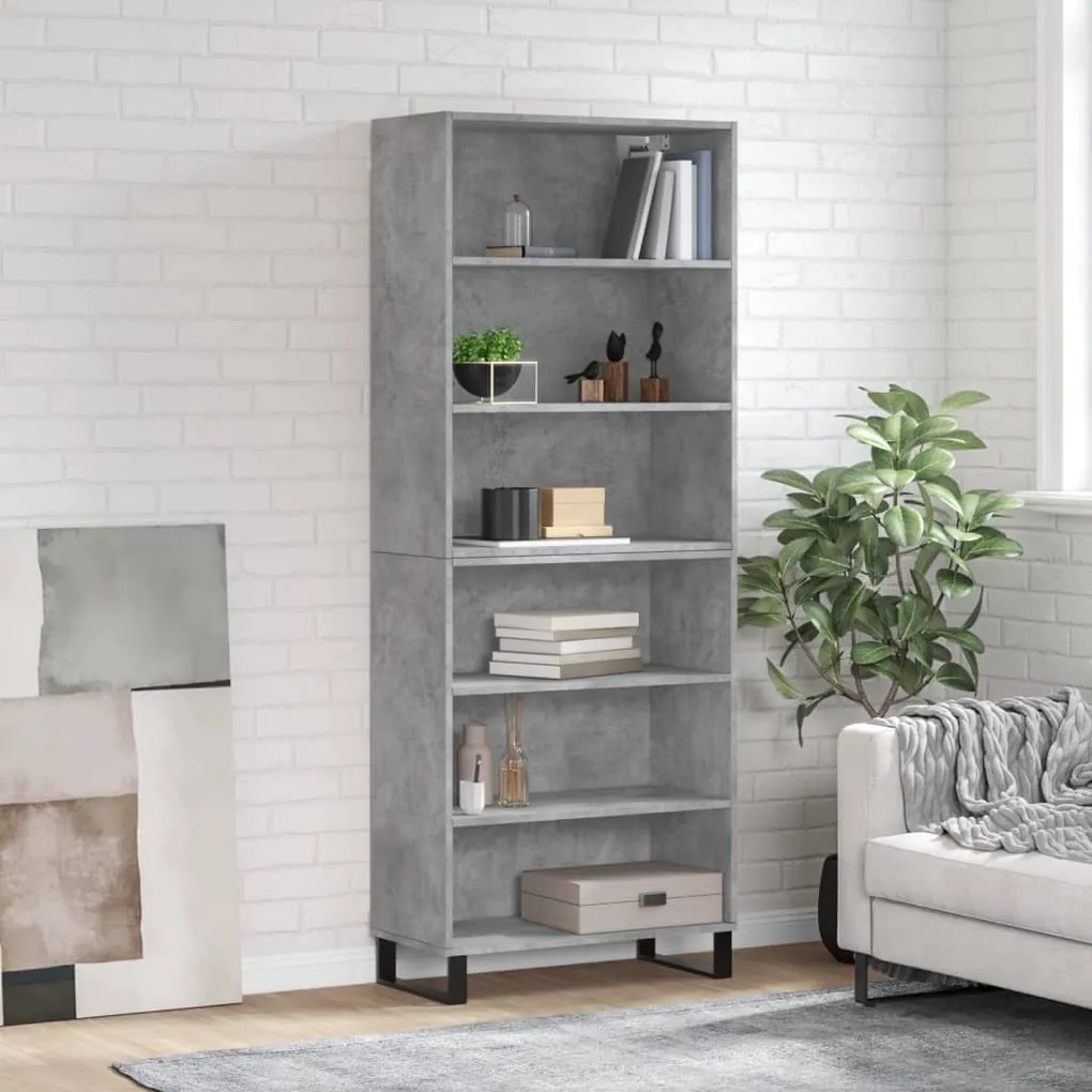 vidaXL Armário alto 69,5x32,5x180cm derivados de madeira cinza cimento
