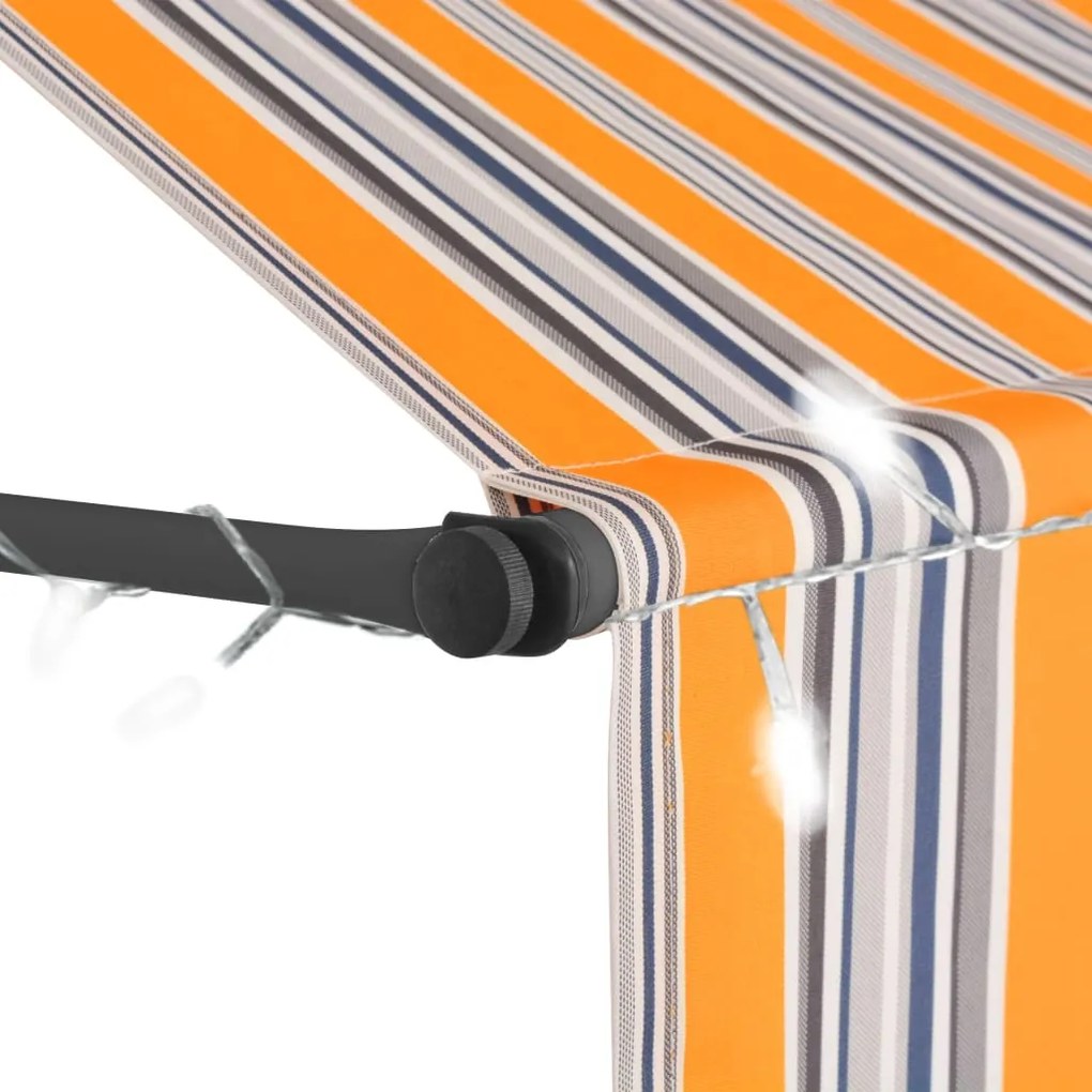 Toldo retrátil manual com LED 300 cm amarelo e azul