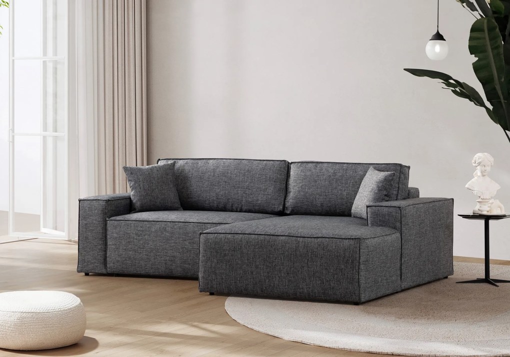 Sofá-Cama de Canto Pırlo – Cinzento Escuro – 260x78x170 cm