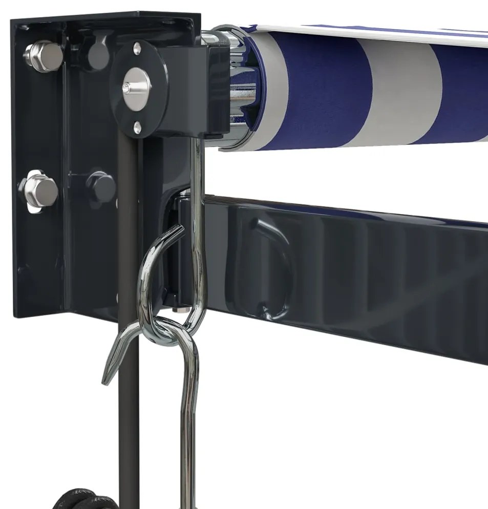 Toldo retrátil 3,5x2,5 m tecido e alumínio azul e branco