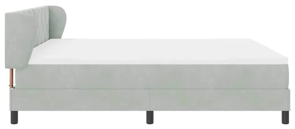 Cama Box com Colchão vidaXL Cinza Claro 180x200 cm em Veludo
