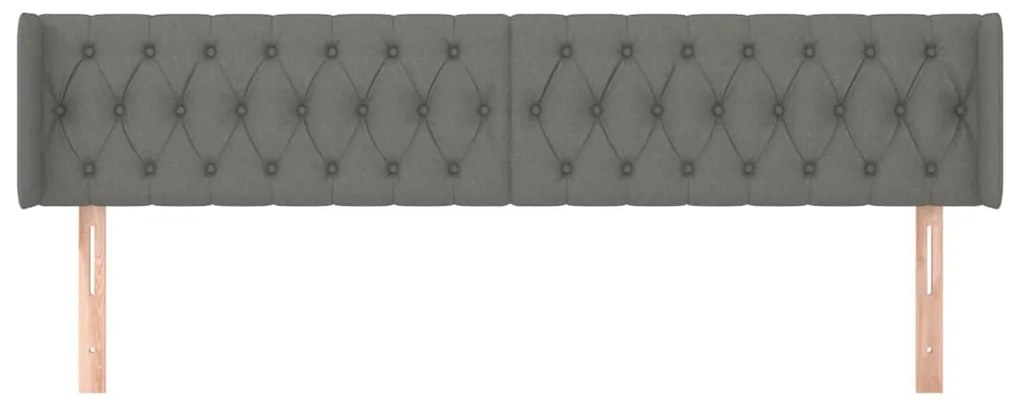 Cabeceira de cama c/ abas tecido 203x16x78/88cm cinzento-escuro
