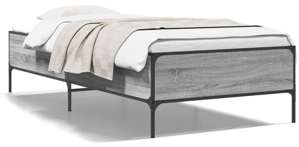 Estrutura cama 100x200 cm derivados madeira/metal cinza sonoma