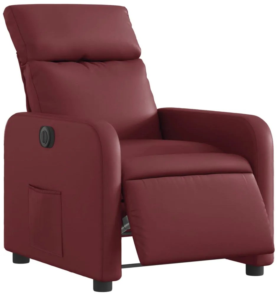 Poltrona reclinável elétrica couro artificial vermelho tinto