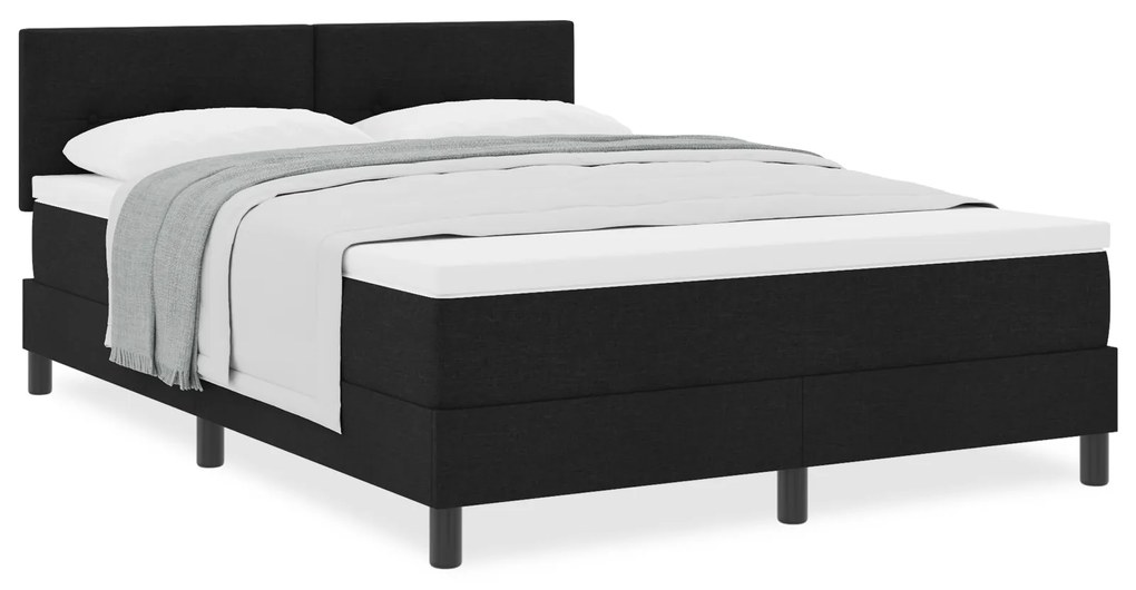 Cama Box Spring com Colchão Preta 160x200 cm Tecido