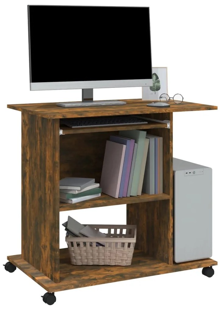 Mesa de computador 80x50x75cm derivados madeira carvalho fumado