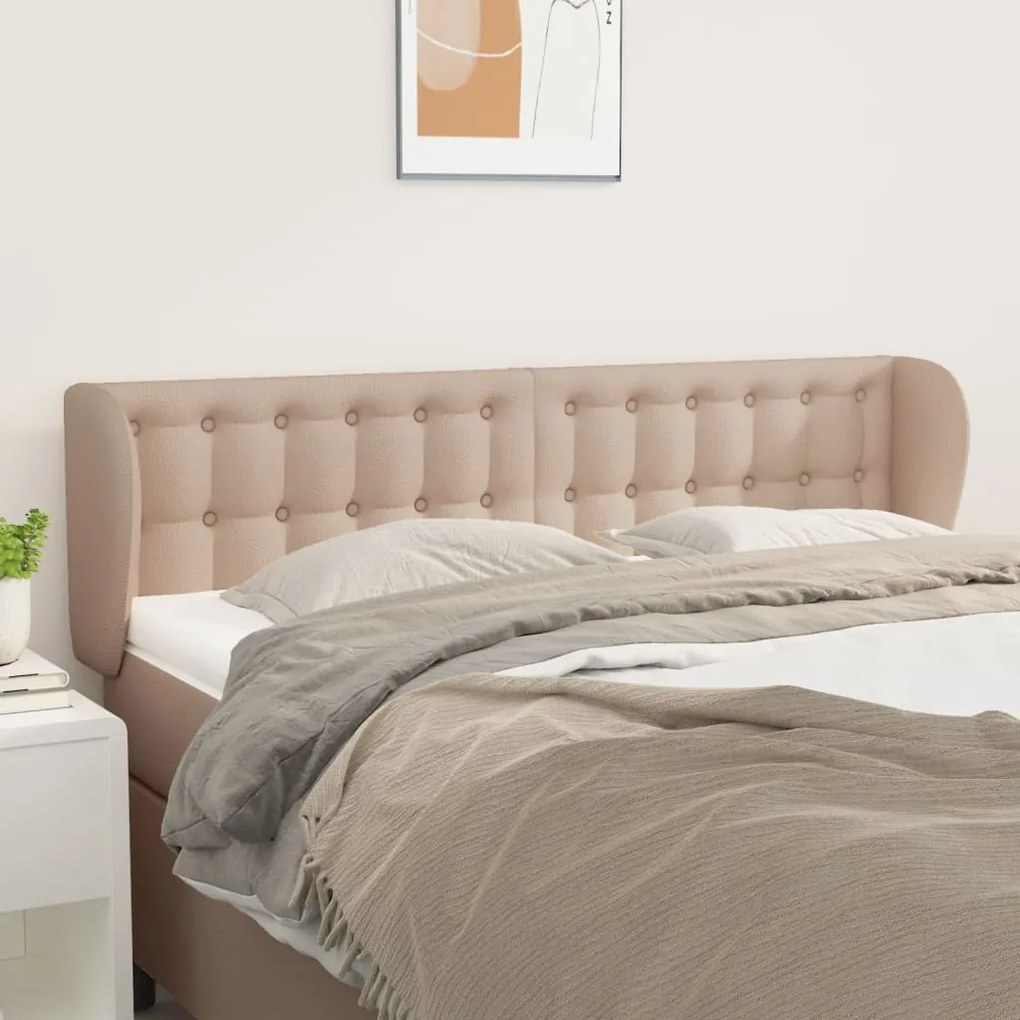Cabeceira cama abas couro artificial 147x23x78/88 cm cappuccino